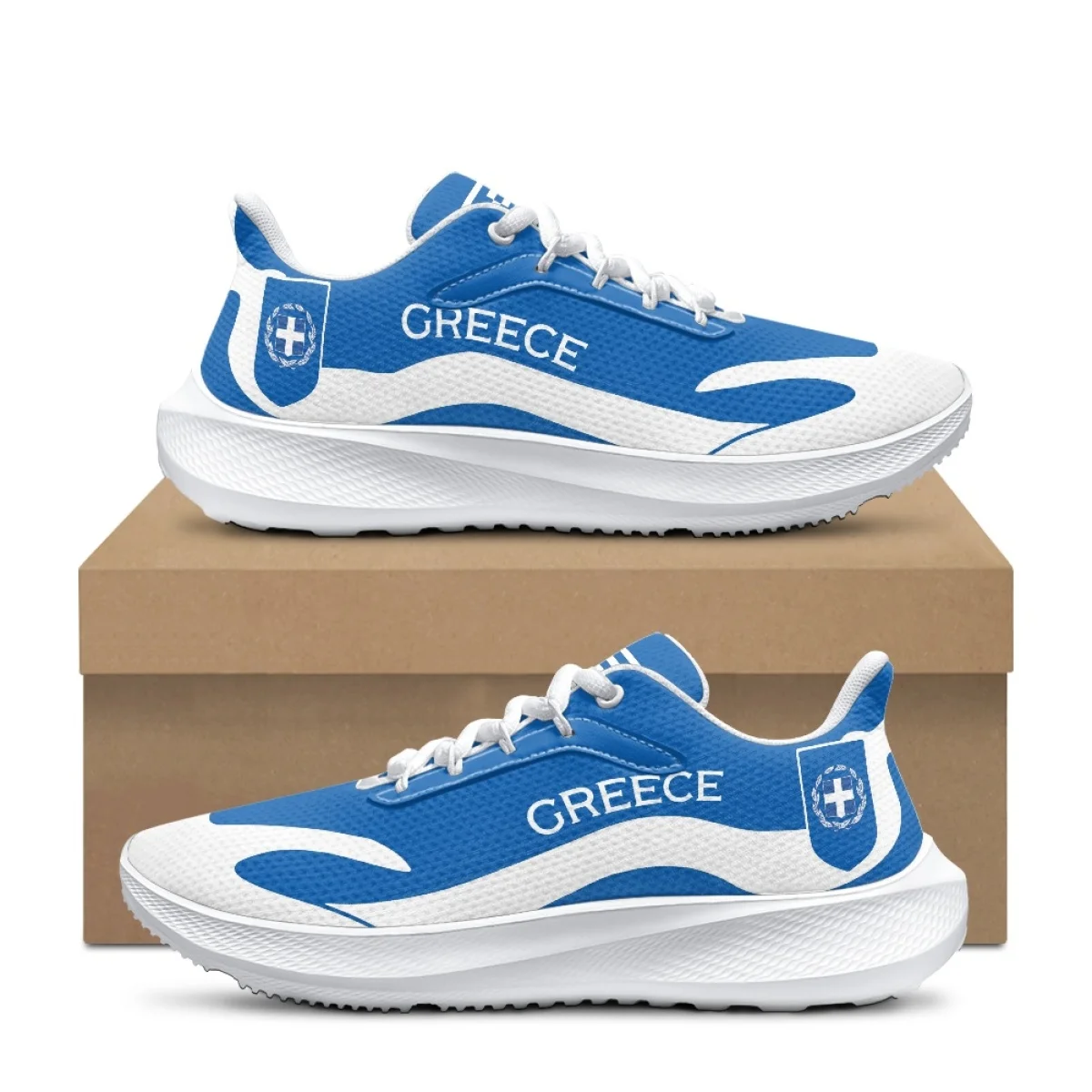 

Горячая Распродажа, женские весенне-летние кроссовки, ярко-синие, белые, с греческим флагом, дизайнерская брендовая удобная обувь на шнуровке, Уличная обувь для бега