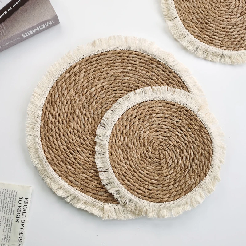 4PCS Bohemian Tassel Straw Placemats Thick Mat Bushel Woven Cup Coaster Knitting Table Plate Mat for Wedding Dinning Table Decor
4PCS Bohemian Tassel Straw Placemats Thick Mat Bushel Woven Cup Coaster Knitting Table Plate Mat for Wedding Dinning Table Decor