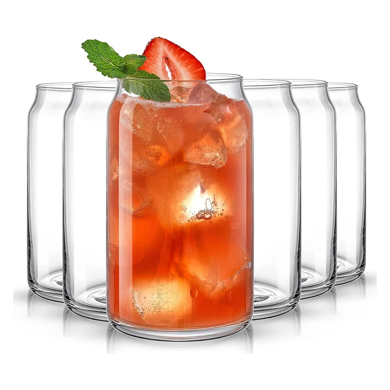 Drinking Glass Cups Set Of 6 - 16Oz Beer Can Glasses. Clear Soda Can Shaped Glass Cups, Cute Iced Coffee Cup Tumblers
Drinking Glass Cups Set Of 6 - 16Oz Beer Can Glasses. Clear Soda Can Shaped Glass Cups, Cute Iced Coffee Cup Tumblers