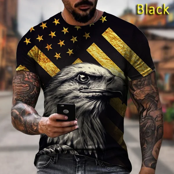 Лето 2023, модная рубашка, топы с коротким рукавом, летние футболки с принтом USA Bald Eagle, крутые 3d футболки
Лето 2023, модная рубашка, топы с коротким рукавом, летние футболки с принтом USA Bald Eagle, крутые 3d футболки