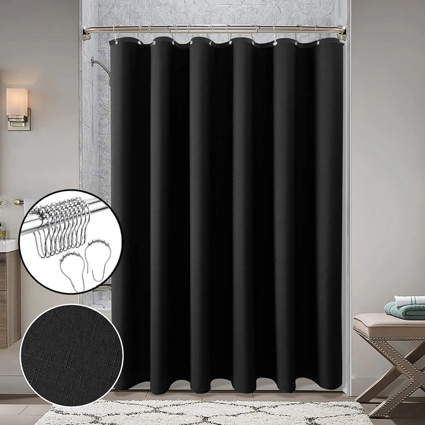 Black Waterproof Bath Curtain with Silver Metal Hooks Thick White Bathroom Shower Curtain Bathtub Bathing Cover Extra Large Wide
Black Waterproof Bath Curtain with Silver Metal Hooks Thick White Bathroom Shower Curtain Bathtub Bathing Cover Extra Large Wide