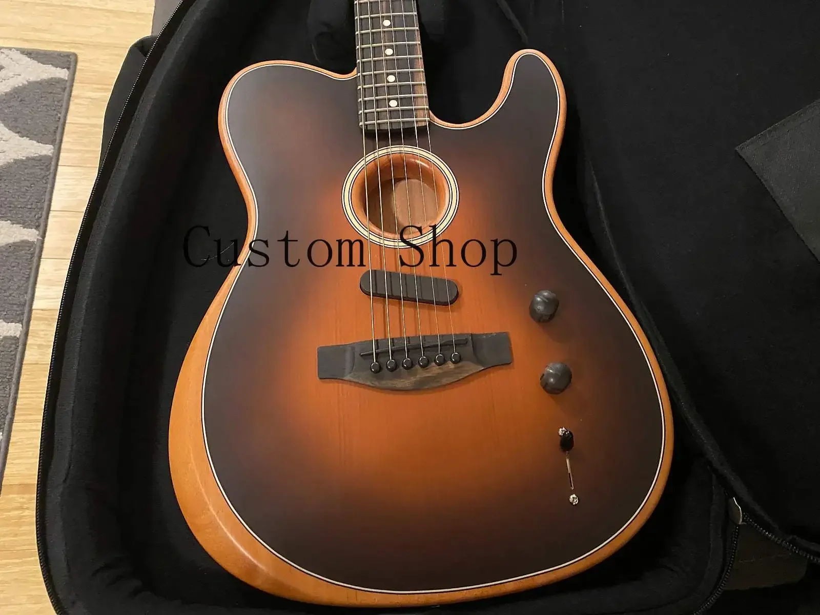Custom Shop Acousta Sunburst Electric Guitar Polyester Satin Matte Finish, Spurce Top, Deep C Mahogany Neck
Custom Shop Acousta Sunburst Electric Guitar Polyester Satin Matte Finish, Spurce Top, Deep C Mahogany Neck