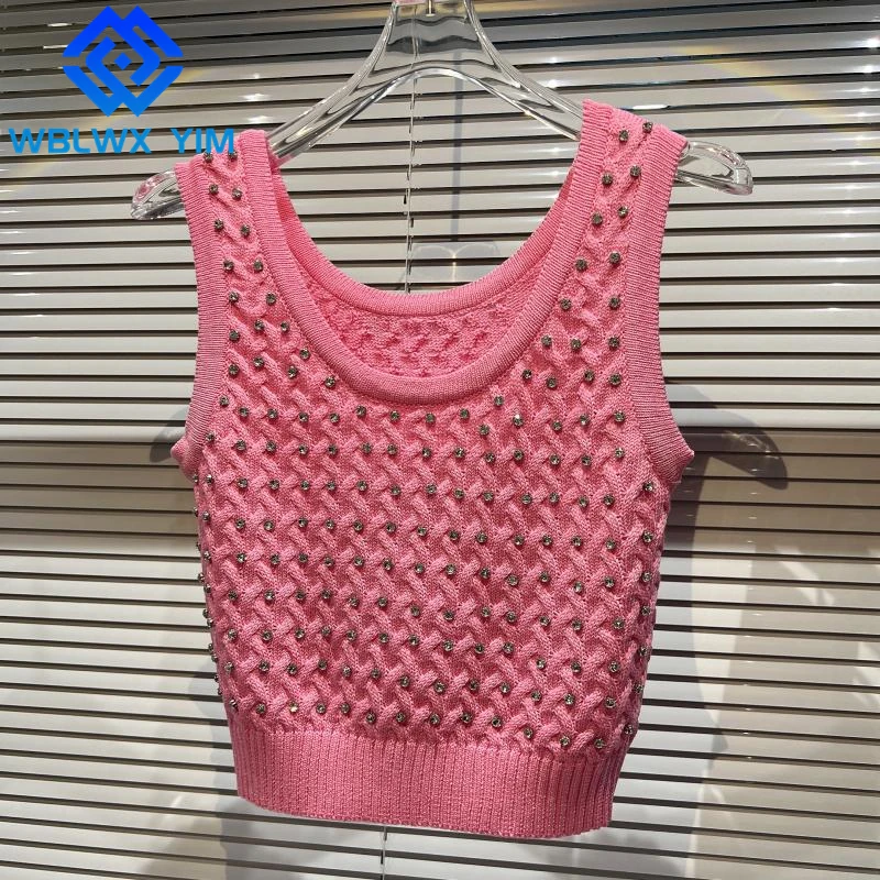 2022 Summer Sexy Vest Top Women Fashion Beaded Weaving Design Knitting Tank Tshirt Female Loose T Shirt Casual Vests Tees
2022 Summer Sexy Vest Top Women Fashion Beaded Weaving Design Knitting Tank Tshirt Female Loose T Shirt Casual Vests Tees