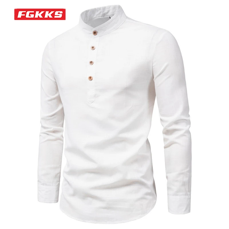 FGKKS Men's Autumn New Linen T-Shirt Fashion Solid Color Button Stand Collar Long-Sleeve T-Shirt Casual Slim T-Shirt Men
FGKKS Men's Autumn New Linen T-Shirt Fashion Solid Color Button Stand Collar Long-Sleeve T-Shirt Casual Slim T-Shirt Men