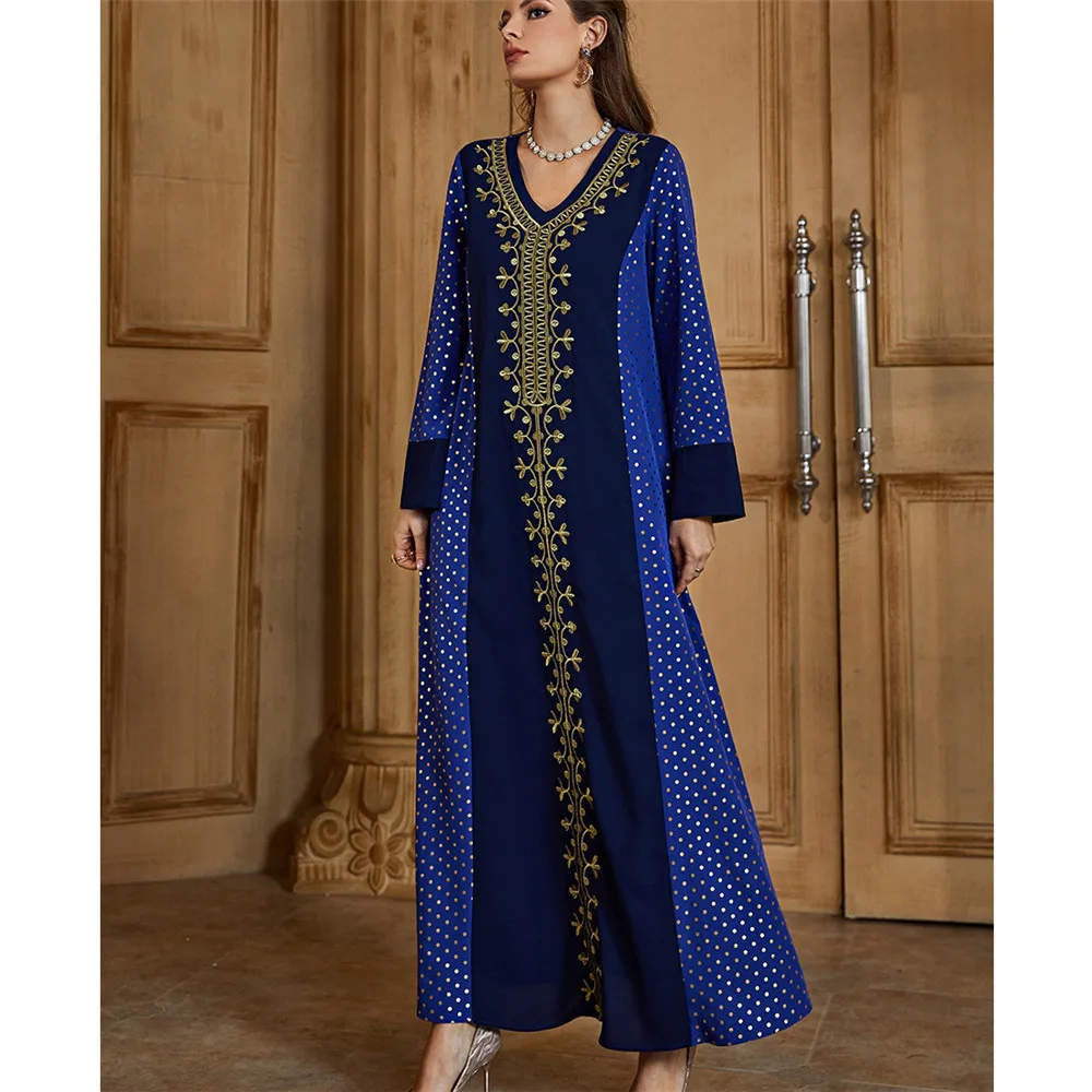 Dress Muslim Retro Long Skirt Cotton Embroidery High-end Commuter Bronzing Print Dress Abaya Arab Middle East Ethnic Style 2022
Dress Muslim Retro Long Skirt Cotton Embroidery High-end Commuter Bronzing Print Dress Abaya Arab Middle East Ethnic Style 2022