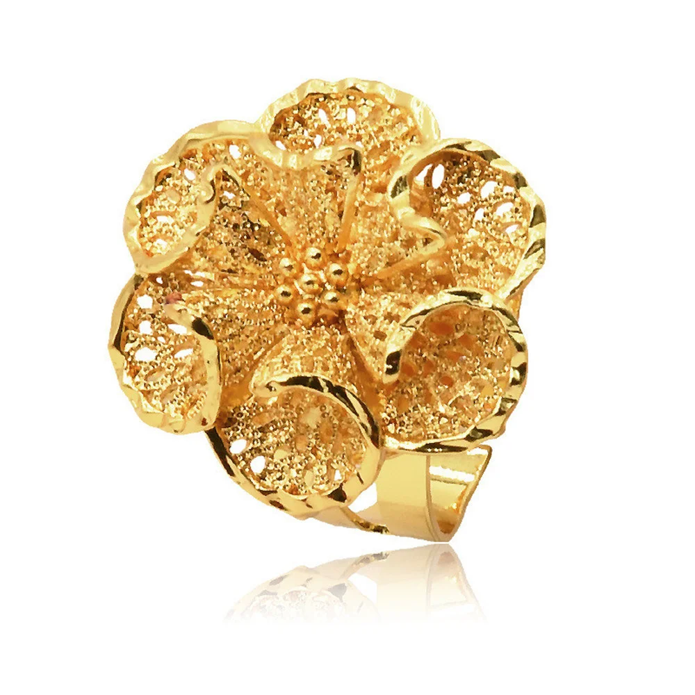 Luxury Gold Plated Ring For Women Dubai Gold Color Big Ring Resizable Arab Nigeria Rings Wedding Designer Flower Finger Jewelry
Luxury Gold Plated Ring For Women Dubai Gold Color Big Ring Resizable Arab Nigeria Rings Wedding Designer Flower Finger Jewelry