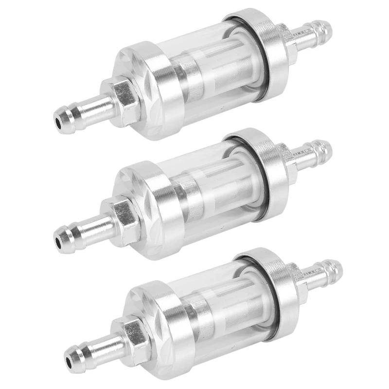 3X Universal Chrome Glass Fuel Petrol Crude Oil Engine Inline Filter 5/16 Inch 8Mm Silver For Motorcycles
3X Universal Chrome Glass Fuel Petrol Crude Oil Engine Inline Filter 5/16 Inch 8Mm Silver For Motorcycles