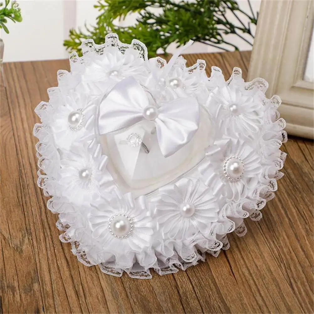 

1Pcs Heart-shape Rose Flowers Ring Box Romantic Wedding Jewelry Case Ring Bearer Pillow Cushion Holder Valentine's Day Gift