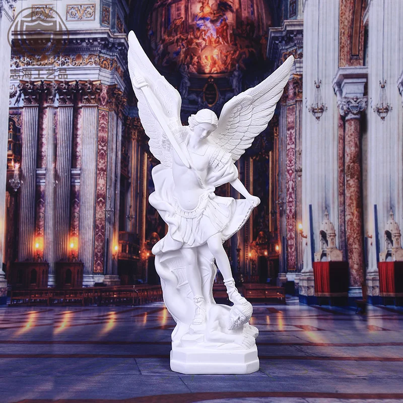 

Saint Michael's Angel Statue,Pure White Guarding Justice,Home Blessing Decoration,Guardian of Eden Resin Crafts Gift