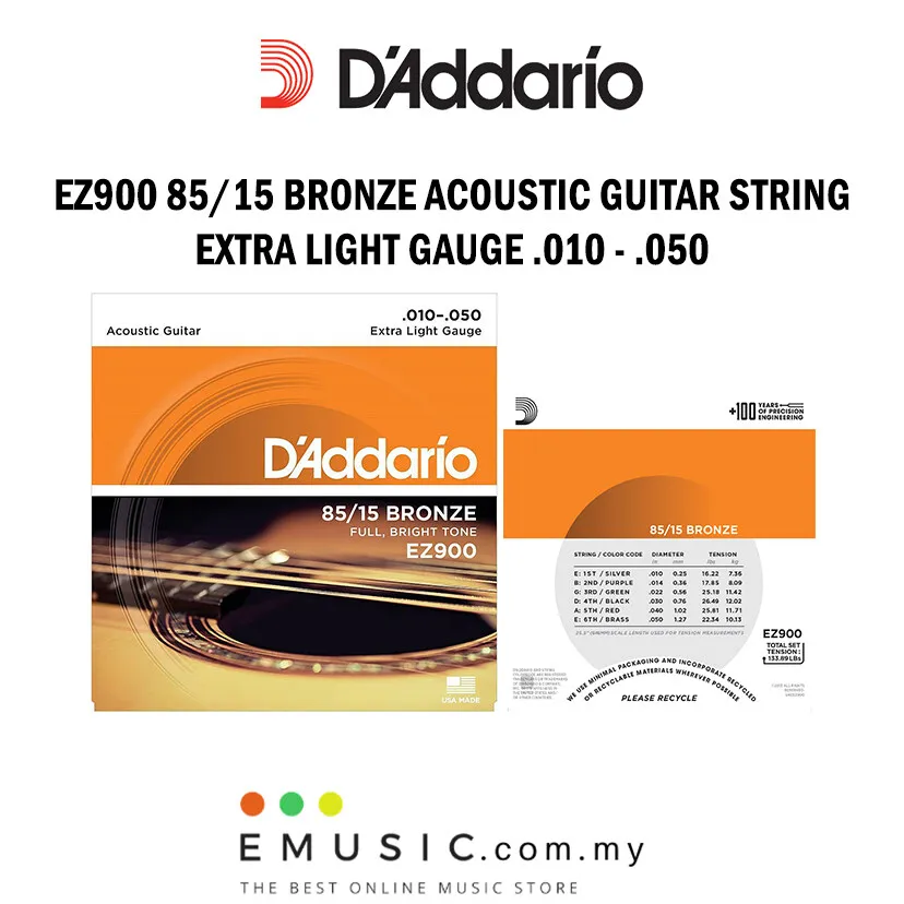 D'Addario EZ900 85/15 Bronze Acoustic Guitar Strings, Extra Light Gauge, 10-50 (Daddario / D Addario)
D'Addario EZ900 85/15 Bronze Acoustic Guitar Strings, Extra Light Gauge, 10-50 (Daddario / D Addario)