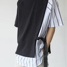 INCERUN Men Irregular T Shirt Striped Patchwork Lace Up Short Sleeve Tee Tops 2023 Streetwear Korean Casual Men Clothing S-5XL