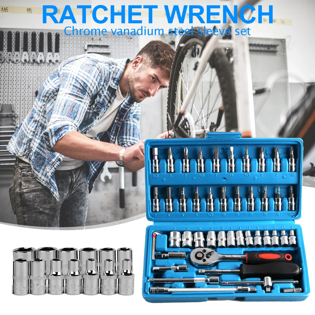 46pcs/set Chromium Vanadium Steel Repair Wrench Combination Kit Socket Spanner Hexagon in Flat Head H3/H4/H5/H6/H7/H8
46pcs/set Chromium Vanadium Steel Repair Wrench Combination Kit Socket Spanner Hexagon in Flat Head H3/H4/H5/H6/H7/H8