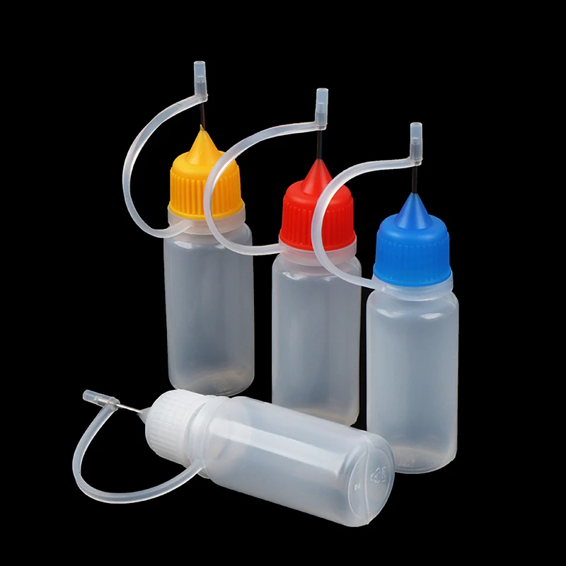 

5Pcs 10ml Plastic Squeezable Needle Bottles Eye Liquid Dropper Sample Drop Can Be Glue Applicator Refillable Vail Glue Bottle