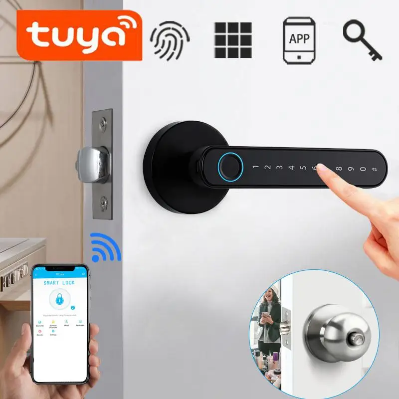 Wifi Tuya Fingerprint Door Lock APP Remotely Open Smart Door Handle Password Keyless Electric Lock for Home Gateway Kingku
Wifi Tuya Fingerprint Door Lock APP Remotely Open Smart Door Handle Password Keyless Electric Lock for Home Gateway Kingku