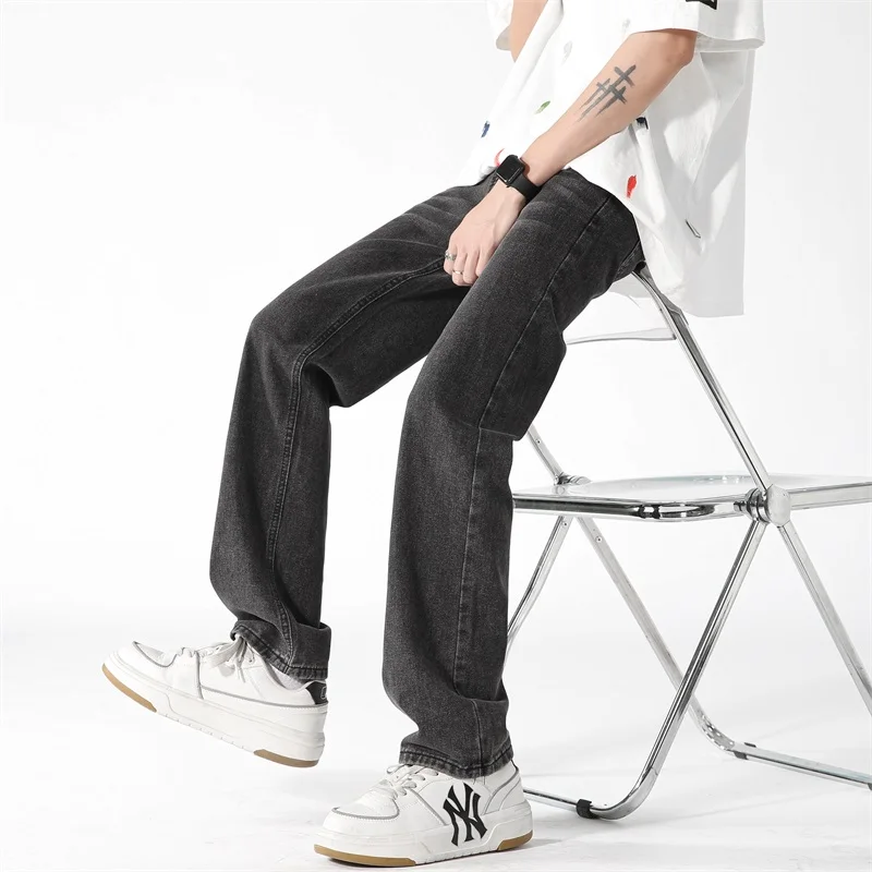 

Privathinker Men's Straight Leg Denim Pants High Street Retro Fashion Brand Jeans Hip Hop Streetwear Bottoms Male Trousers