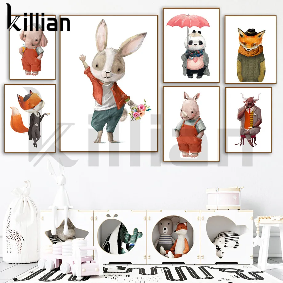 Gentleman Animals Canvas Painting Wall Art Cute Cartoon Rabbit Fox Elephant Panda Posters and Prints Pictures for Kid Room Decor
Gentleman Animals Canvas Painting Wall Art Cute Cartoon Rabbit Fox Elephant Panda Posters and Prints Pictures for Kid Room Decor