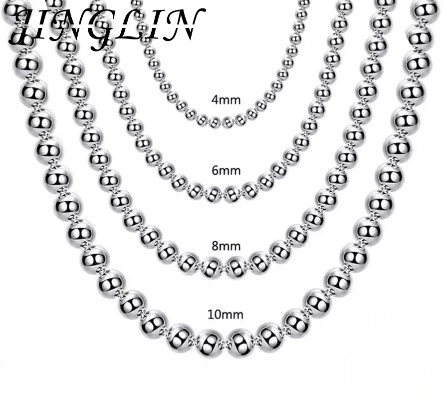 JINGLIN 925 Sterling Silver 4MM/6MM/8MM/10MM Smooth Beads Ball Chain Necklace For Women Men Fashion Jewelry
JINGLIN 925 Sterling Silver 4MM/6MM/8MM/10MM Smooth Beads Ball Chain Necklace For Women Men Fashion Jewelry