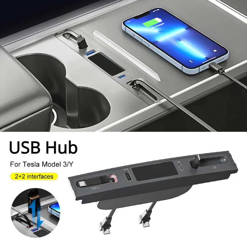 Docking Station for Tesla Model 3 Y 27W Quick Charger USB Shunt Hub Extension Center Console Smart Sensor Accessories 2021-2023
Docking Station for Tesla Model 3 Y 27W Quick Charger USB Shunt Hub Extension Center Console Smart Sensor Accessories 2021-2023