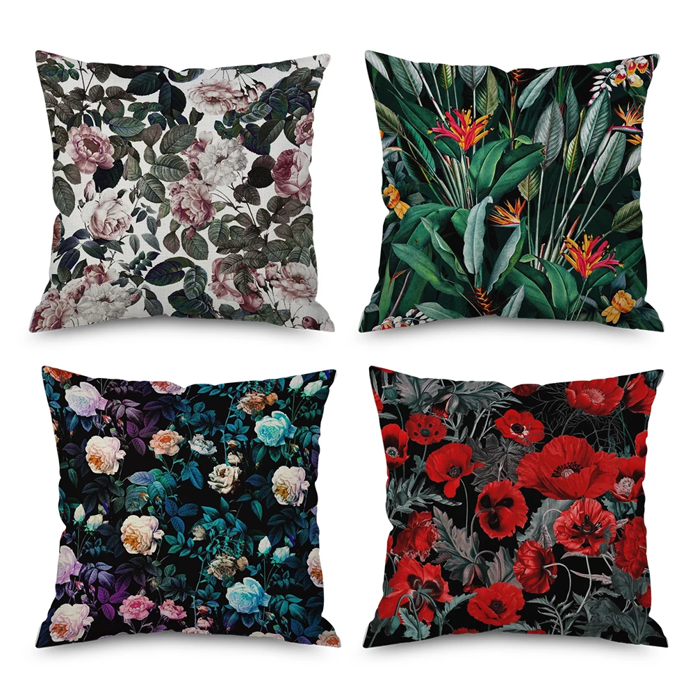 

Animal Forest Throw Pillows Cushion Cover Tropical Palm Plant Flower Bohemian pillow Decorative Pillowcase for sofa Pillowcover