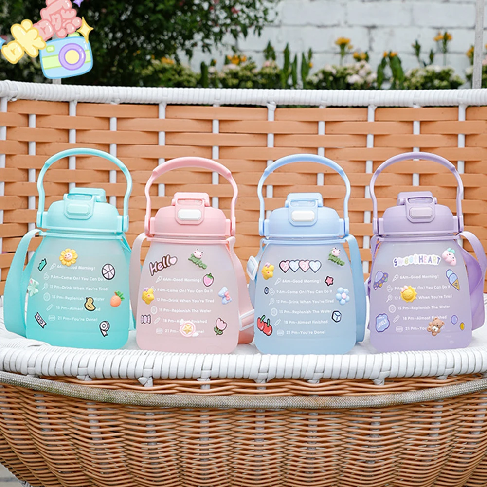 Cute Girls Water Bottle with Stickers Straw Big Belly Cup 1300ml Large Capacity Sports Bottles Water Jug Drinkware
Cute Girls Water Bottle with Stickers Straw Big Belly Cup 1300ml Large Capacity Sports Bottles Water Jug Drinkware