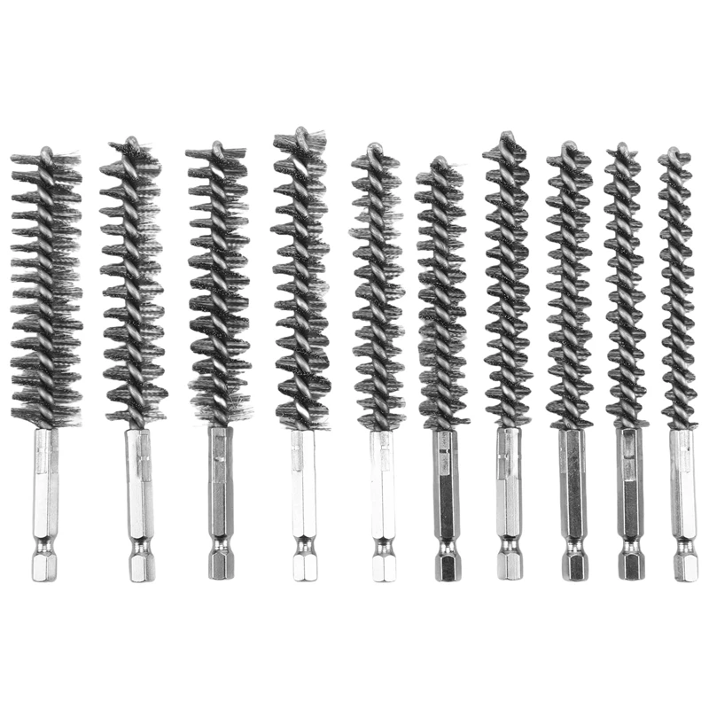 10Pcs Stainless Steel Bore Brush In Different Sizes 1/4Inch Hex Shank,Wire Brush Attachment For Drill Set
10Pcs Stainless Steel Bore Brush In Different Sizes 1/4Inch Hex Shank,Wire Brush Attachment For Drill Set