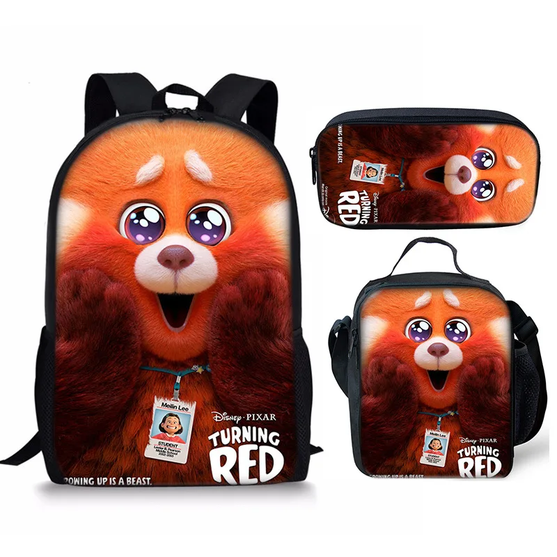 

Popular Harajuku Turning Red 3pcs/Set Backpack 3D Print School Student Bookbag Travel Laptop Daypack Lunch Bags Pencil Case