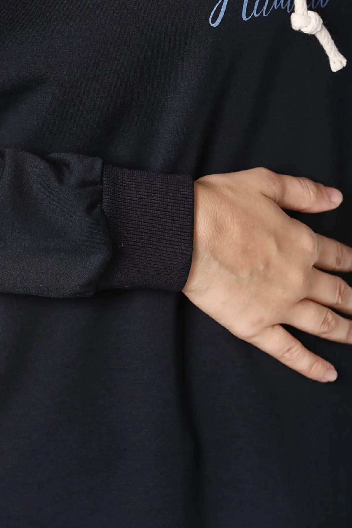 Combed Printed Tunic Sweater Navy Women Muslim Sweatshirt 2021 Fashion