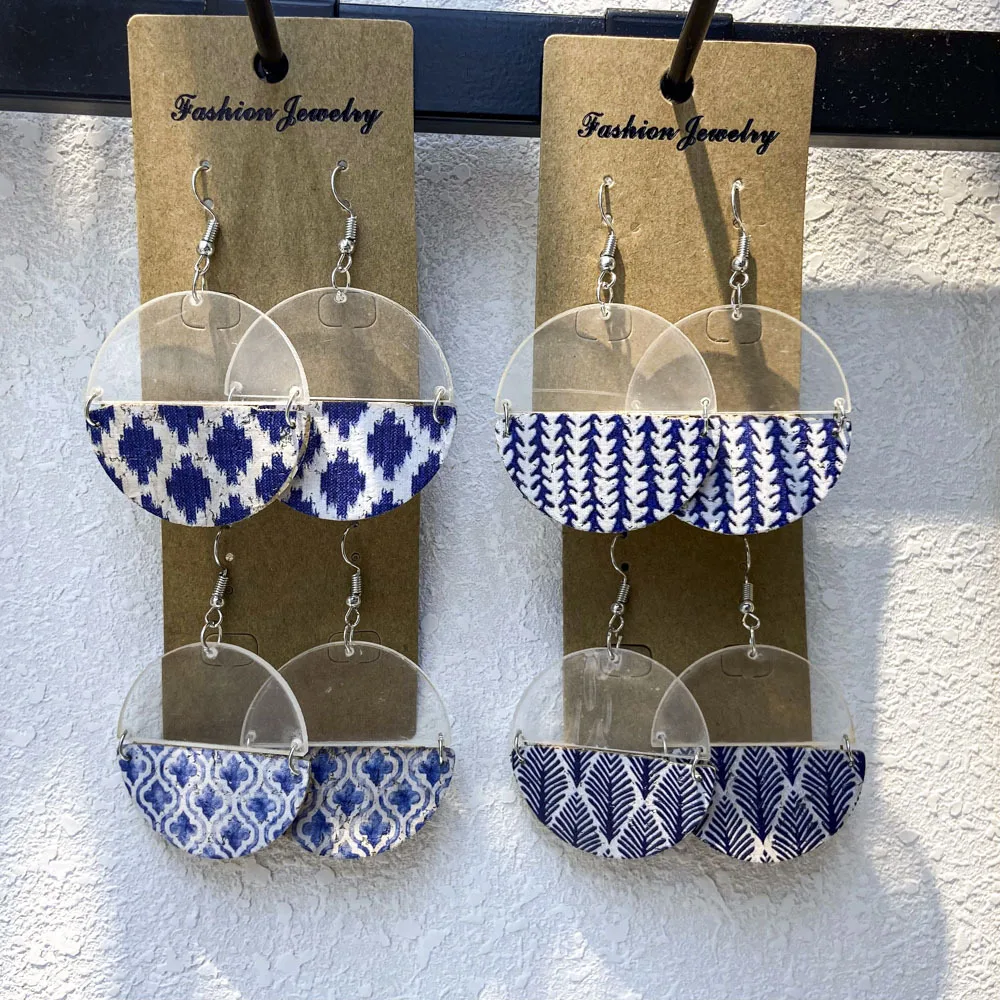 New Blue Checkered Geometric Half Round Panel Earrings for Women's Fashion and Personalized Party Earrings for Women
New Blue Checkered Geometric Half Round Panel Earrings for Women's Fashion and Personalized Party Earrings for Women