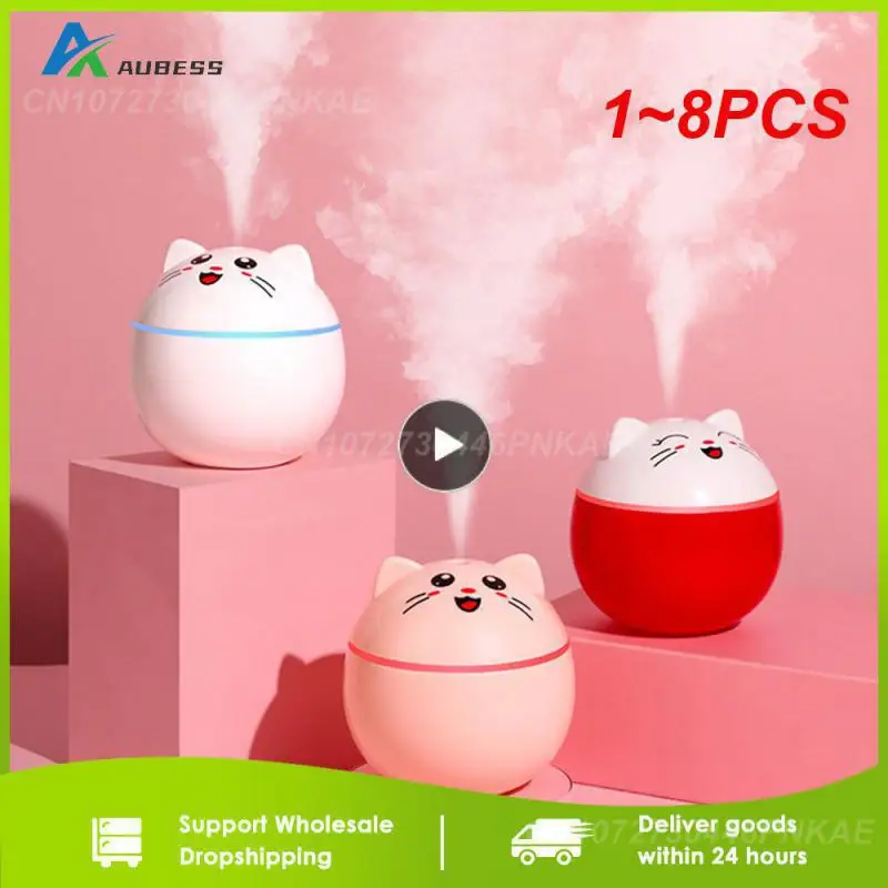 

Увлажнитель воздуха ультразвуковой для дома и автомобиля, устройство для создания тумана с красочными ночниками с USB-лампами в виде кошки, миниатюрный офисный очиститель воздуха, 1 ~ 8 шт.
