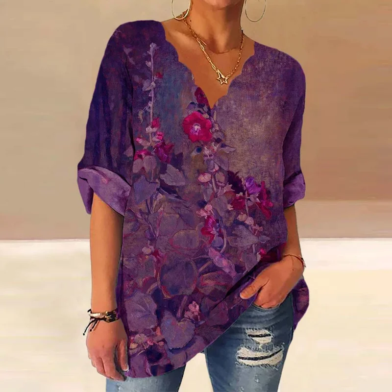 Cotton Linen Shirt Print Blouse 2023 New Autumn Wavy V-neck Casual Loose Spring Long Sleeve Blusas Women Tops Clothes 24429
Cotton Linen Shirt Print Blouse 2023 New Autumn Wavy V-neck Casual Loose Spring Long Sleeve Blusas Women Tops Clothes 24429