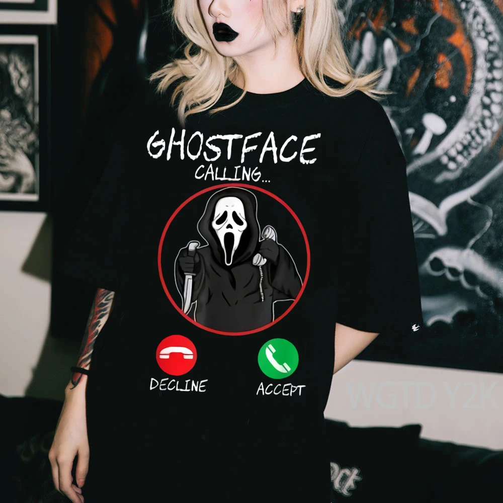 Halloween Ghost Face Calling Graphic T-Shirt Fashion Harajuku Unisex Top Summer Streetwear Punk Hip Hop Goth Short Sleece Tees
Halloween Ghost Face Calling Graphic T-Shirt Fashion Harajuku Unisex Top Summer Streetwear Punk Hip Hop Goth Short Sleece Tees