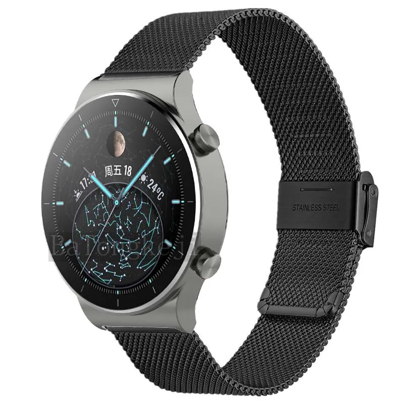 

Ремешок «Миланская петля» для наручных часов, сменный Серебристый браслет из нержавеющей стали для умных часов Huawei Watch GT 2 Pro, 22 мм