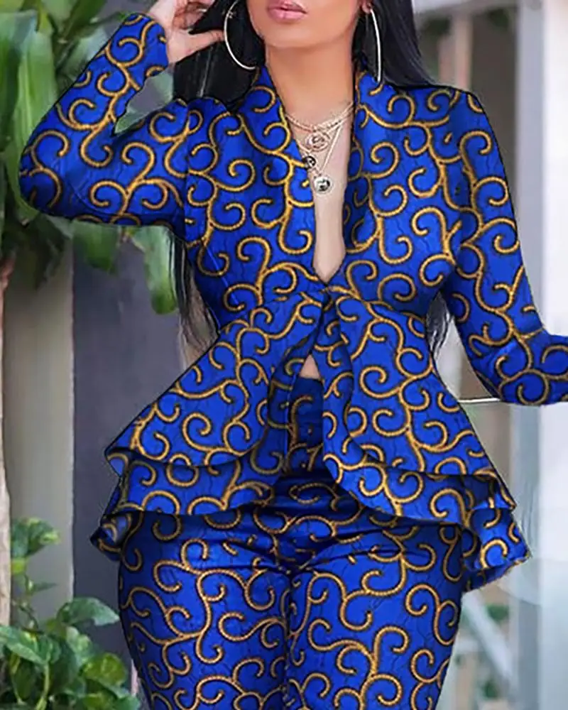 Ruffled Blouse Printed Trousers Elegant Temperament 2-piece Women 2022 New Hot-selling Fashion Suit Commuter Office Lady Suit
Ruffled Blouse Printed Trousers Elegant Temperament 2-piece Women 2022 New Hot-selling Fashion Suit Commuter Office Lady Suit
