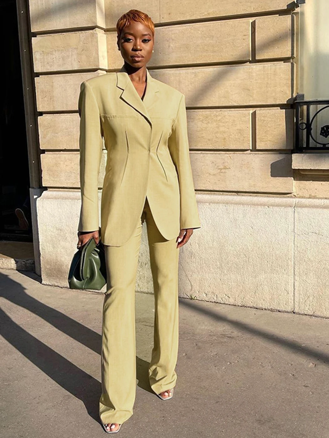Women Fahsion Shoulder Pad Blazers Casual Solid Color Back Lace-up Suit Formal Business Office Lady Coat Abrigo Mujer Auutmn
Women Fahsion Shoulder Pad Blazers Casual Solid Color Back Lace-up Suit Formal Business Office Lady Coat Abrigo Mujer Auutmn
