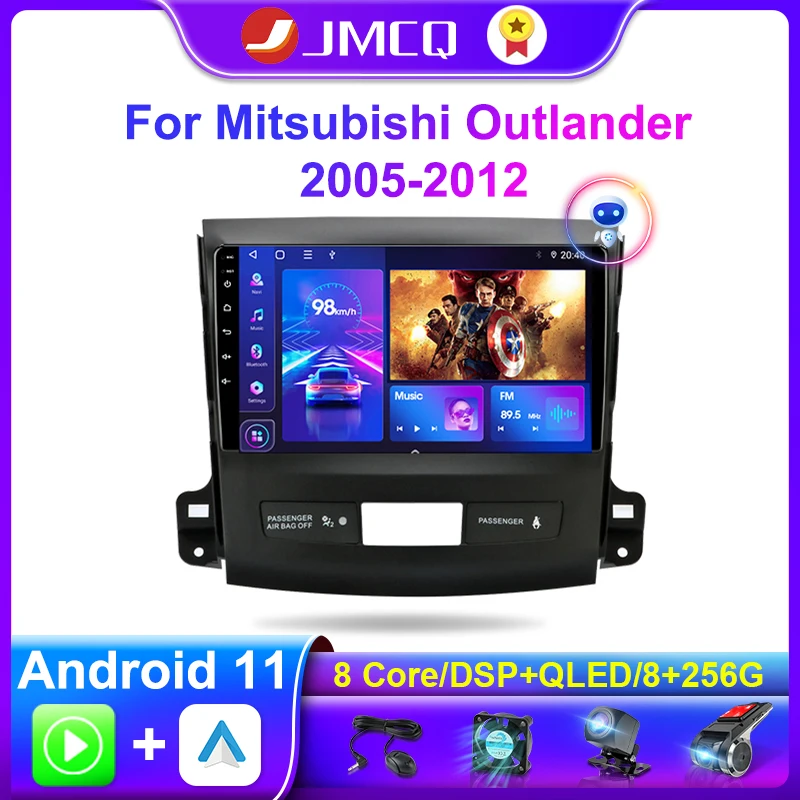 Автомобильный мультимедийный плеер JMCQ 2 Din 9 дюймов Android 11 0 для Mitsubishi Outlander Xl 2005-2012