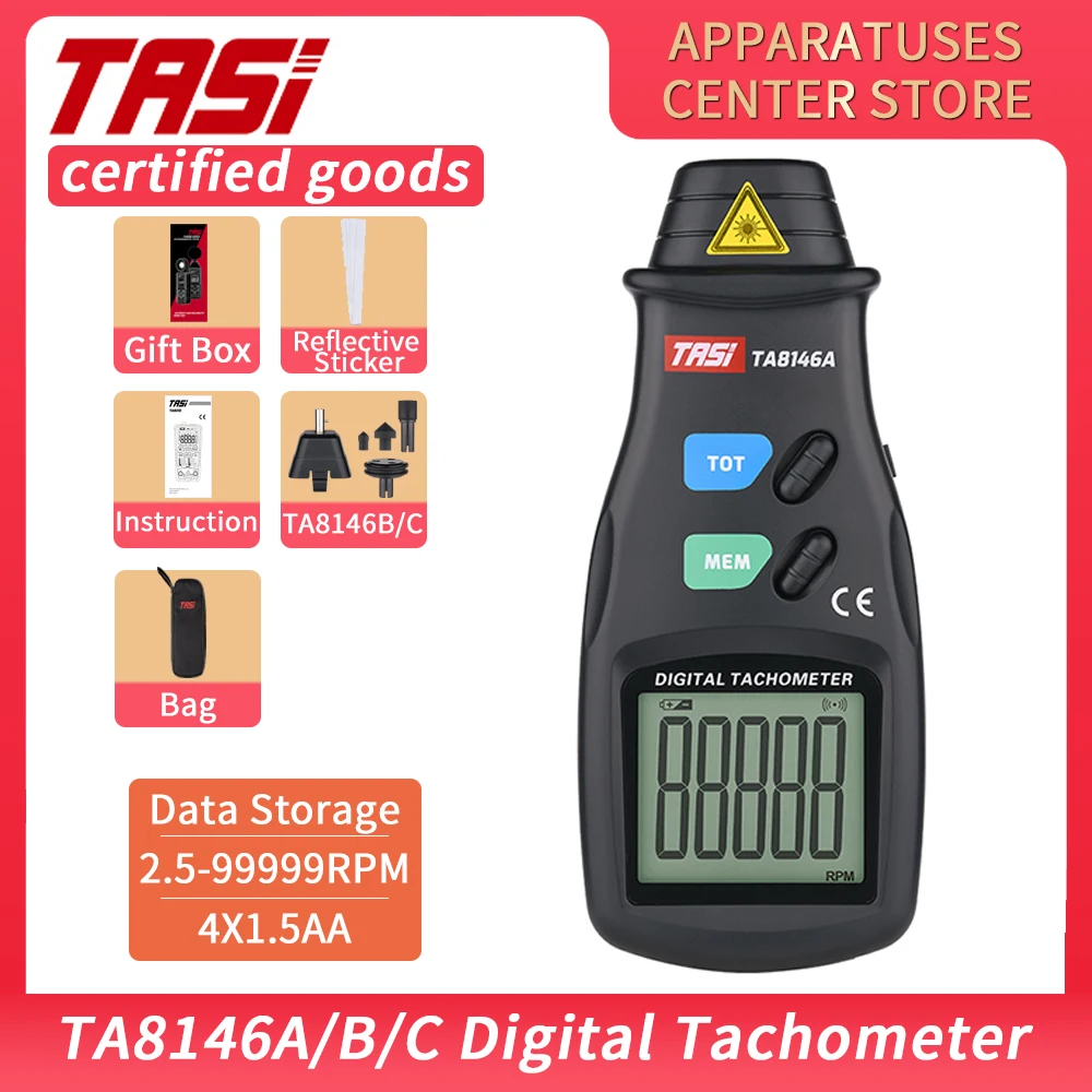 Цифровой тахометр TASI TA8146A TA8146B TA8146C, 99999 ОБ/мин, дисплей, Бесконтактный цифровой лазерный тахометр, скоростной измеритель скорости
Цифровой тахометр TASI TA8146A TA8146B TA8146C, 99999 ОБ/мин, дисплей, Бесконтактный цифровой лазерный тахометр, скоростной измеритель скорости