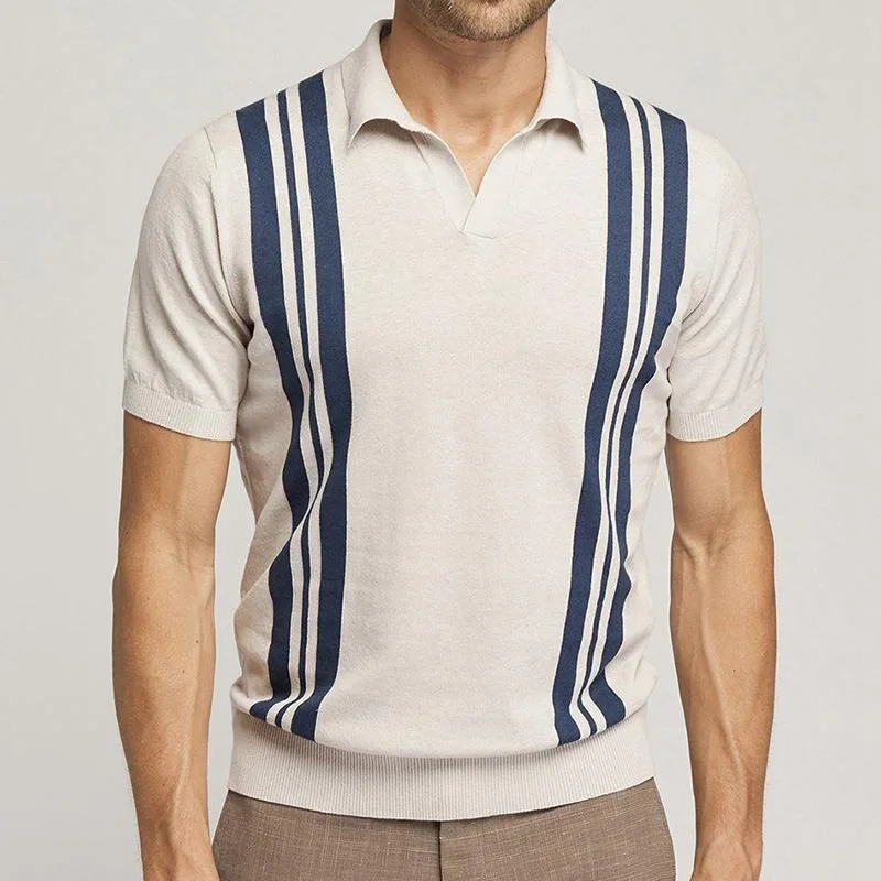 New Men's Summer Stripe Short Sleeve Polo Shirt Slim Fit Lapel Collar Polo Shirt Fashion V-neck Patchwork Tops Clothing
New Men's Summer Stripe Short Sleeve Polo Shirt Slim Fit Lapel Collar Polo Shirt Fashion V-neck Patchwork Tops Clothing