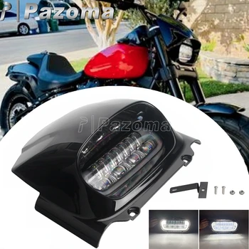 Motorcycle Half Cover Front Cowl LED Headlight Fairing Kit For Harley Softail Fat Bob 114 FXFB FXFBS 2018 2019 2020 2021 2022