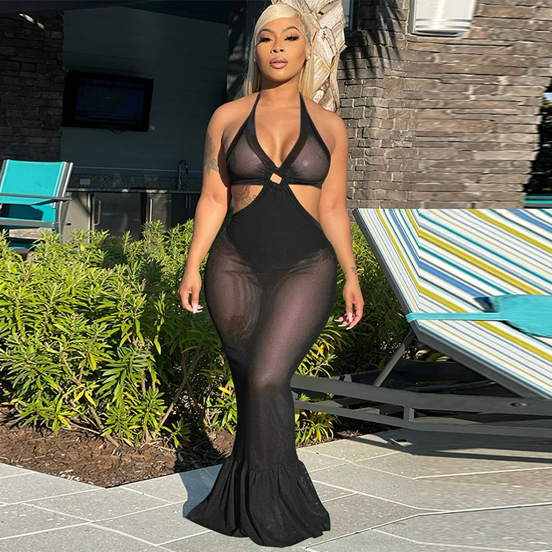 2022 Cut Out Long Dress Backless Sleeveless Halter Sexy Maxi Bodycon Pleated Mermaid Elegant Dresses for Women Summer Outfits 
2022 Cut Out Long Dress Backless Sleeveless Halter Sexy Maxi Bodycon Pleated Mermaid Elegant Dresses for Women Summer Outfits