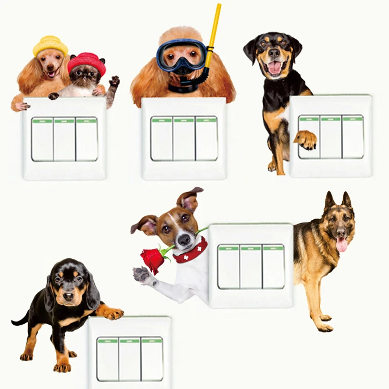 Simulation Cat Poodle Basenji Dog Wall Stickers Creative Switch Stickers Bedroom Children's Room Decoration Self-Adhesive Paper
Simulation Cat Poodle Basenji Dog Wall Stickers Creative Switch Stickers Bedroom Children's Room Decoration Self-Adhesive Paper