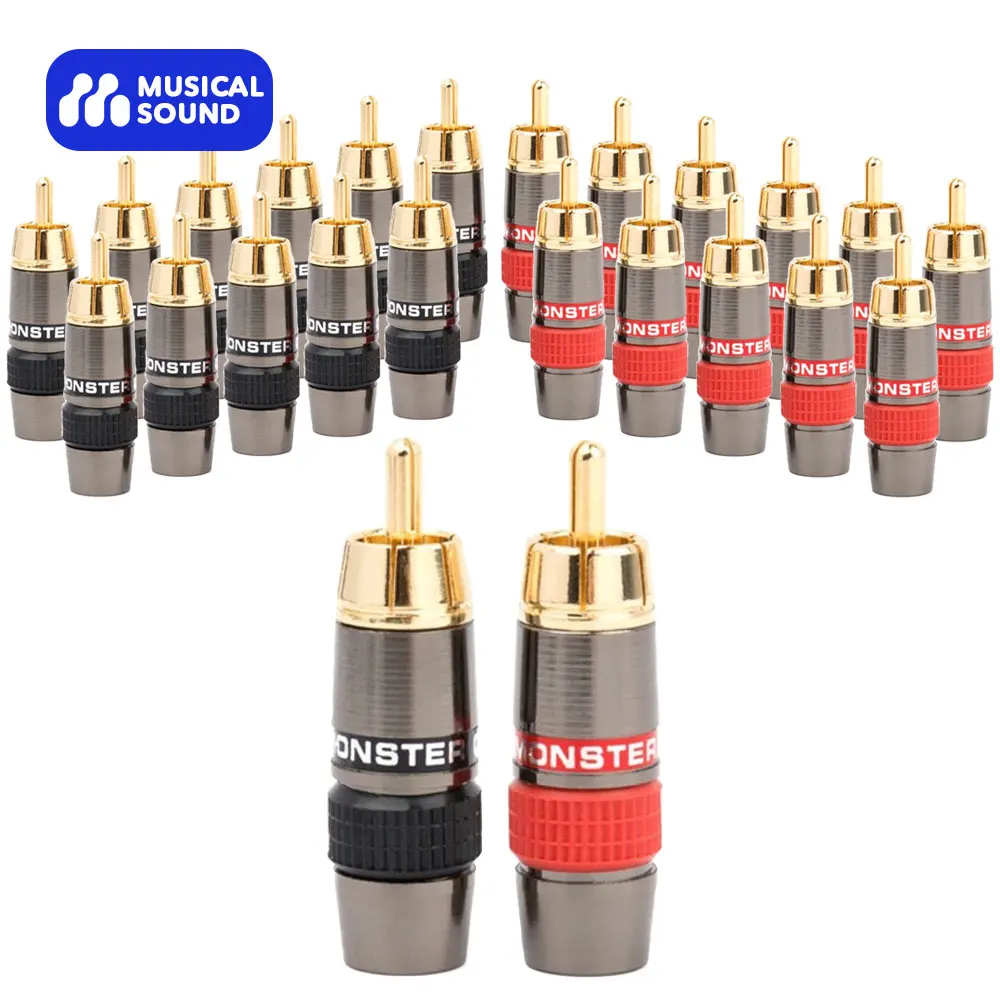 Musical Sound RCA Plug Gold Audio Video Cable Connector 24k Gold Plated Hi End RCA Male Jack Connectors Audio Speaker Plugs
Musical Sound RCA Plug Gold Audio Video Cable Connector 24k Gold Plated Hi End RCA Male Jack Connectors Audio Speaker Plugs