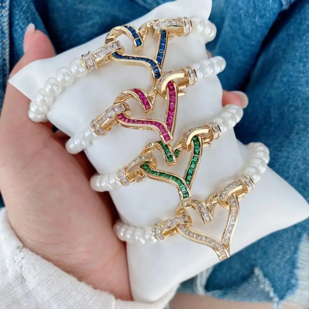 3Pcs Fashion Rainbow Zircon Heart Square Connector Natural Pearl Beads Bracelet Dainty Trendy BOHO Jewelry for Women Girls 
3Pcs Fashion Rainbow Zircon Heart Square Connector Natural Pearl Beads Bracelet Dainty Trendy BOHO Jewelry for Women Girls
