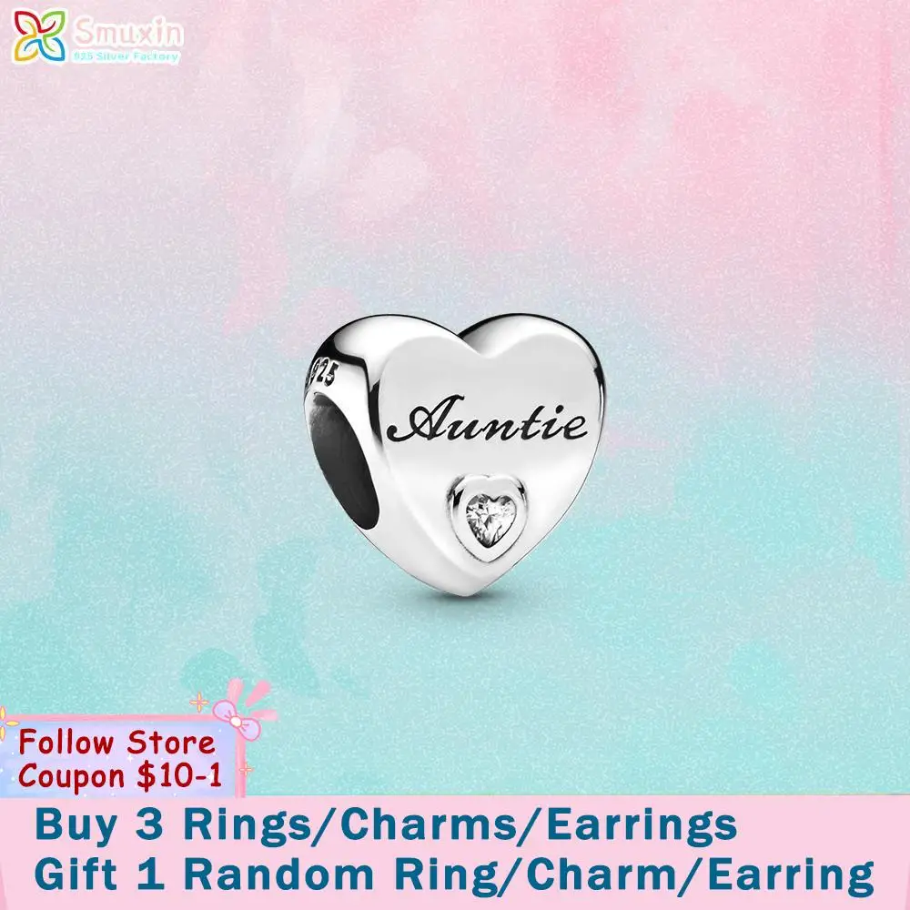 Smuxin 925 Sterling Silver Beads Auntie Love Heart Charms fit Original Pandora Bracelets for Women Jewelry Making Birthday Gift
Smuxin 925 Sterling Silver Beads Auntie Love Heart Charms fit Original Pandora Bracelets for Women Jewelry Making Birthday Gift