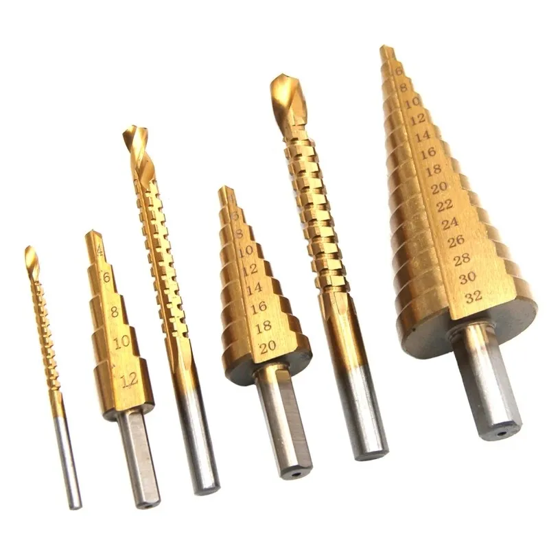Durable Hot Sale Newest Reliable Tools Step Drill Titanium 6PCS 3mm/6mm/8mm. 4-12mm/4-20mm/4-32mm Metal Drilling
Durable Hot Sale Newest Reliable Tools Step Drill Titanium 6PCS 3mm/6mm/8mm. 4-12mm/4-20mm/4-32mm Metal Drilling