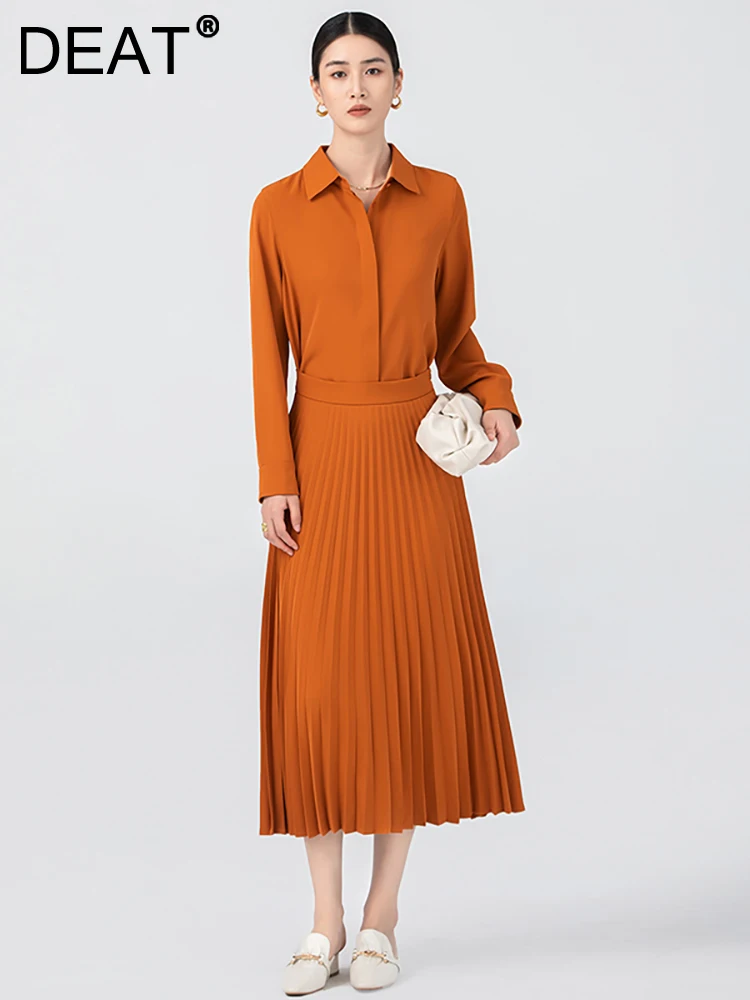 DEAT Women Fashion Dress Lapel Long Sleeve Single Breasted Hollow Out Pleated Waist Lady Elegant Dresses Autumn 2023 New13DB2952
DEAT Women Fashion Dress Lapel Long Sleeve Single Breasted Hollow Out Pleated Waist Lady Elegant Dresses Autumn 2023 New13DB2952