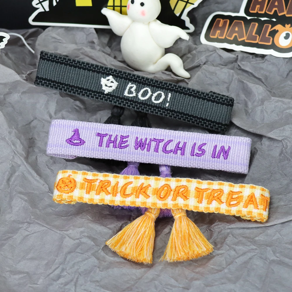2pcs Halloween Embroidered Bracelet Trick or Treat Witch Bracelet Holiday Gift Tassel Braided Rope Wristband
2pcs Halloween Embroidered Bracelet Trick or Treat Witch Bracelet Holiday Gift Tassel Braided Rope Wristband
