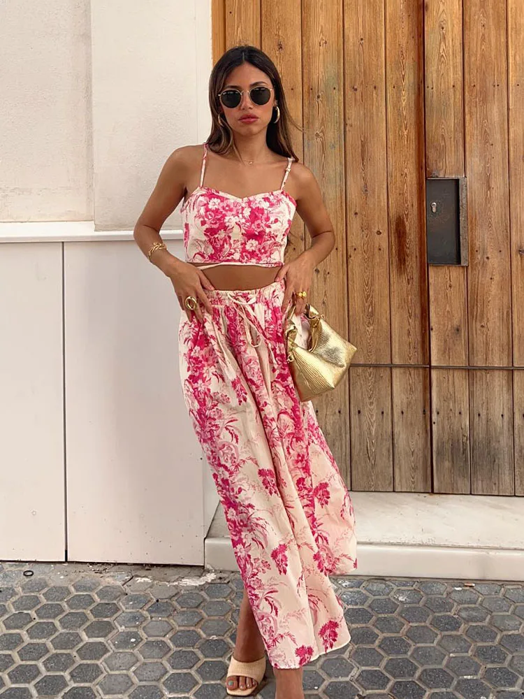 Floral Print 2 Piece Set 2023 Lace-up Sleeveless Camis Tops With Maxi Skirt Outfits For Women Summer Fashion Elegant Skirt Suits
Floral Print 2 Piece Set 2023 Lace-up Sleeveless Camis Tops With Maxi Skirt Outfits For Women Summer Fashion Elegant Skirt Suits