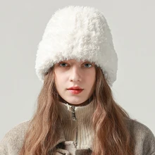 Women s Vintage Reversible Bucket Hat Cute Thick Basin Cap Casual Warm Fleece Fall Winter Fisherman Hat