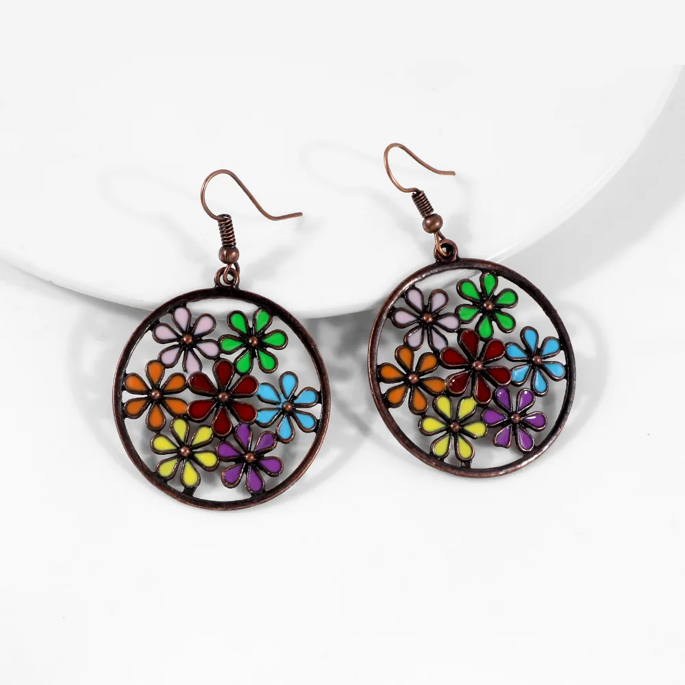 Vintage Enamel Flowers Dangle Earrings for Women Multi Color Bronze Round Hoop Drop Earrings Party Jewellry Accessories
Vintage Enamel Flowers Dangle Earrings for Women Multi Color Bronze Round Hoop Drop Earrings Party Jewellry Accessories