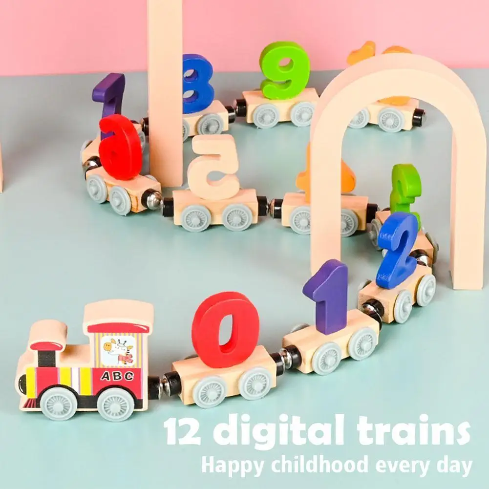 

Цифры и буквы, магнитный поезд, головоломка, деревянный игрушечный автомобиль, малыш, Дошкольное обучение, набор поездов, деревянный поезд с...